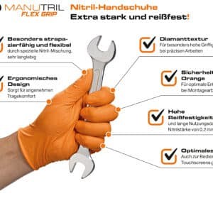Nitrilne rokavice Flex Grip, oranžne